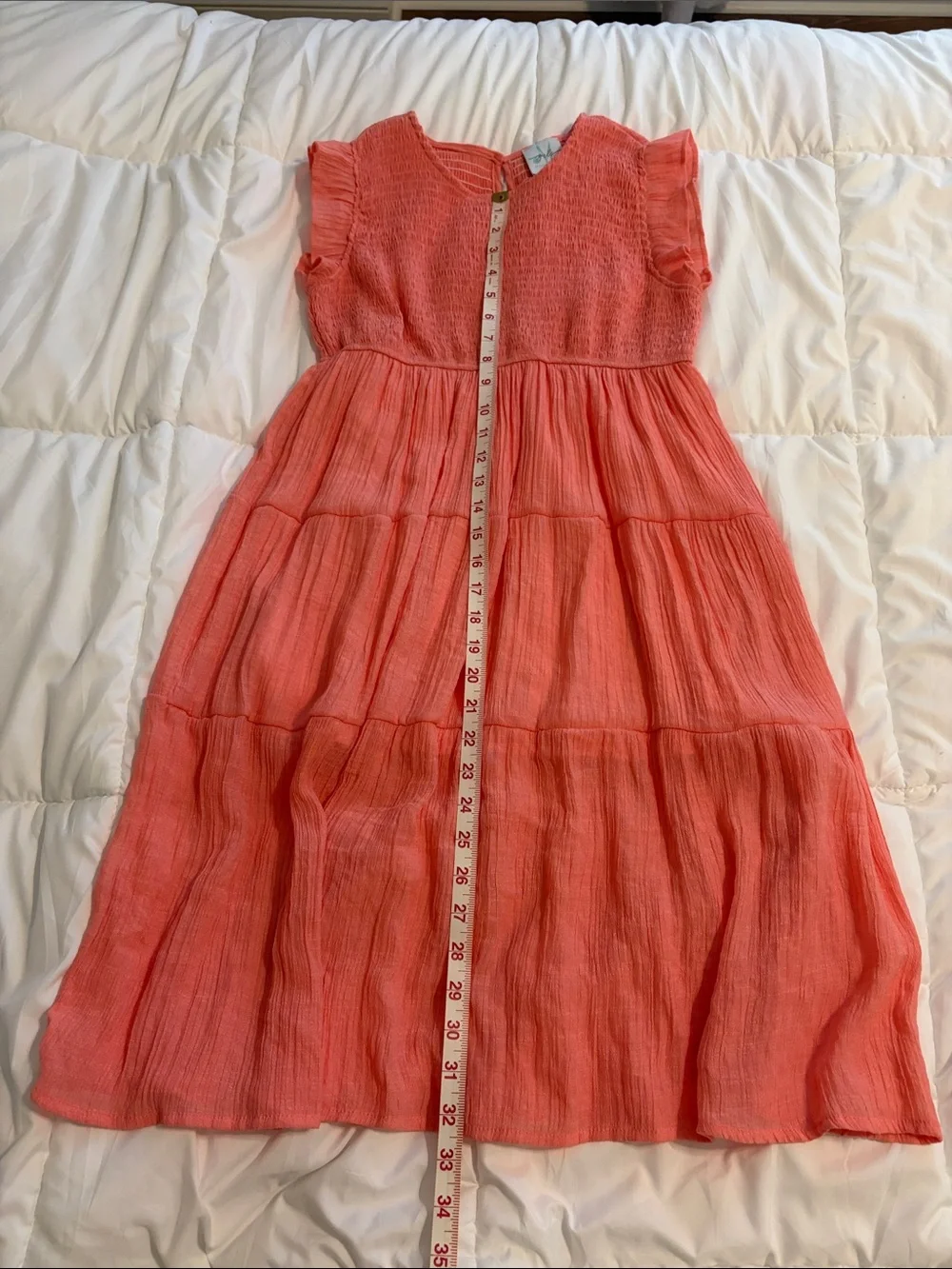 Shop the Mint Girls coral ruffle sleeve dress - Size XL
